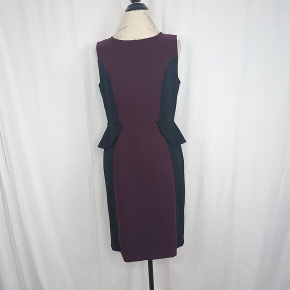 Ann Taylor Loft Peplum Dress 8 Medium Purple Black NWT - Picture 1 of 8